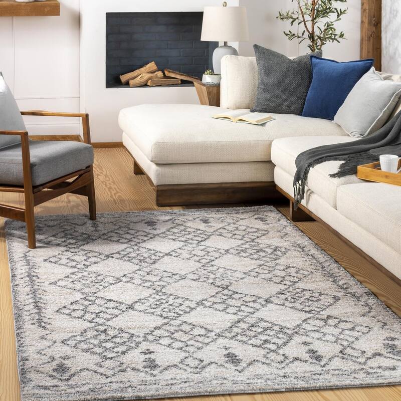 Livabliss Nevins Moroccan Trellis Area Rug - Khaki - 6'7" x 9'