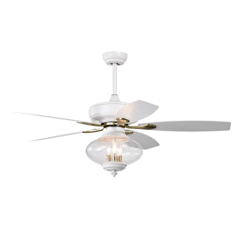 52'' Low Profile Ceiling Fan with Remote Control,3 Speed ,Glass Shade ...