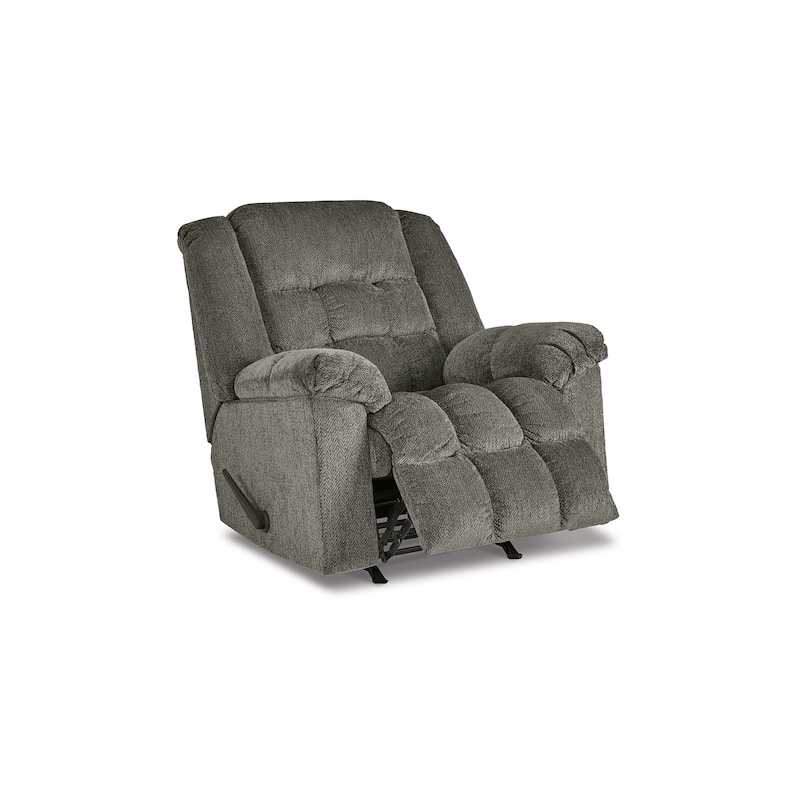 Ens 45 Inch Chair, Manual Rocker Recliner, Cushioned, Putty Polyester