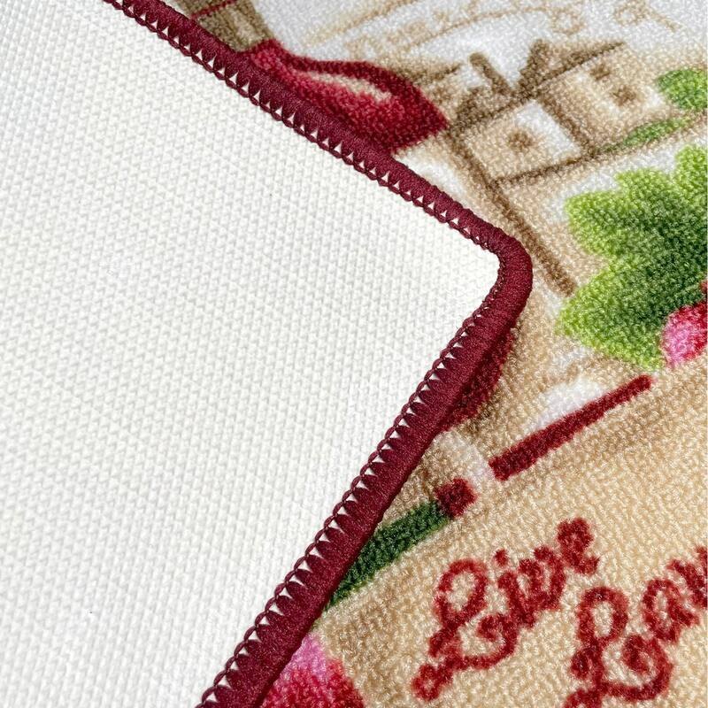 Burgundy Red Washable Kitchen Mat With Non-Slip Backing - 19"x39" - 19" x 39"