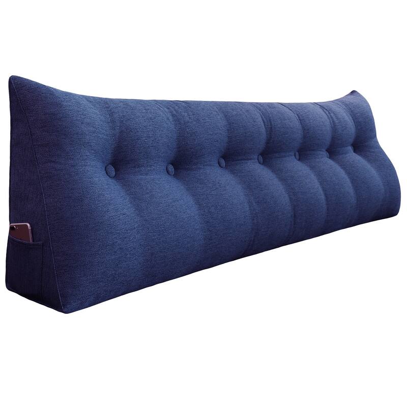 WOWMAX Bed Rest Wedge Pillow Oversized Extra Long Back Lumbar Pillow - 76" x 20" x 8" - Blue