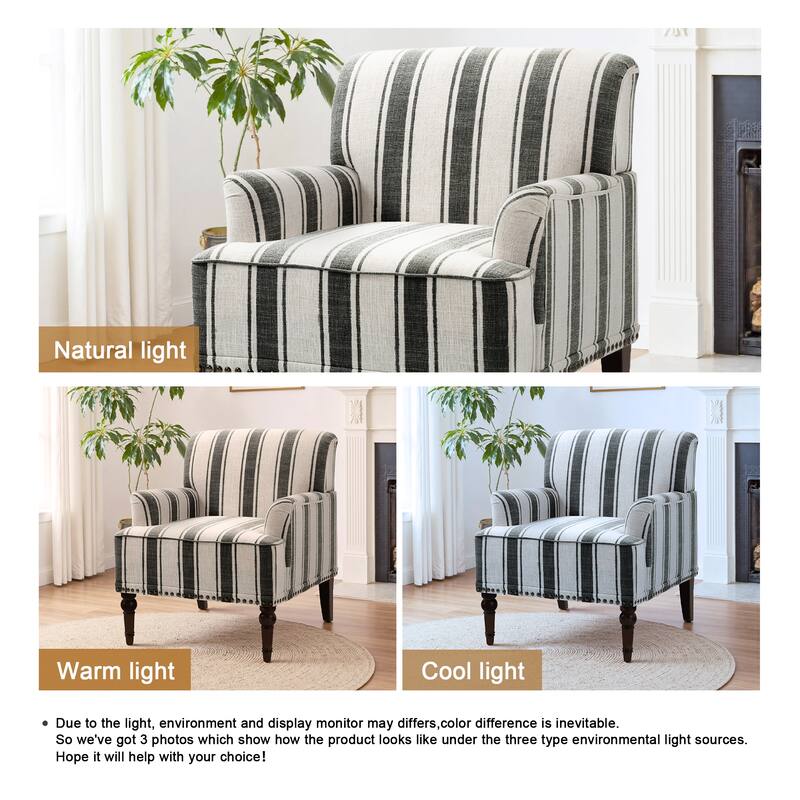 Vintage 29" W Patterned Striped Accent Chairs