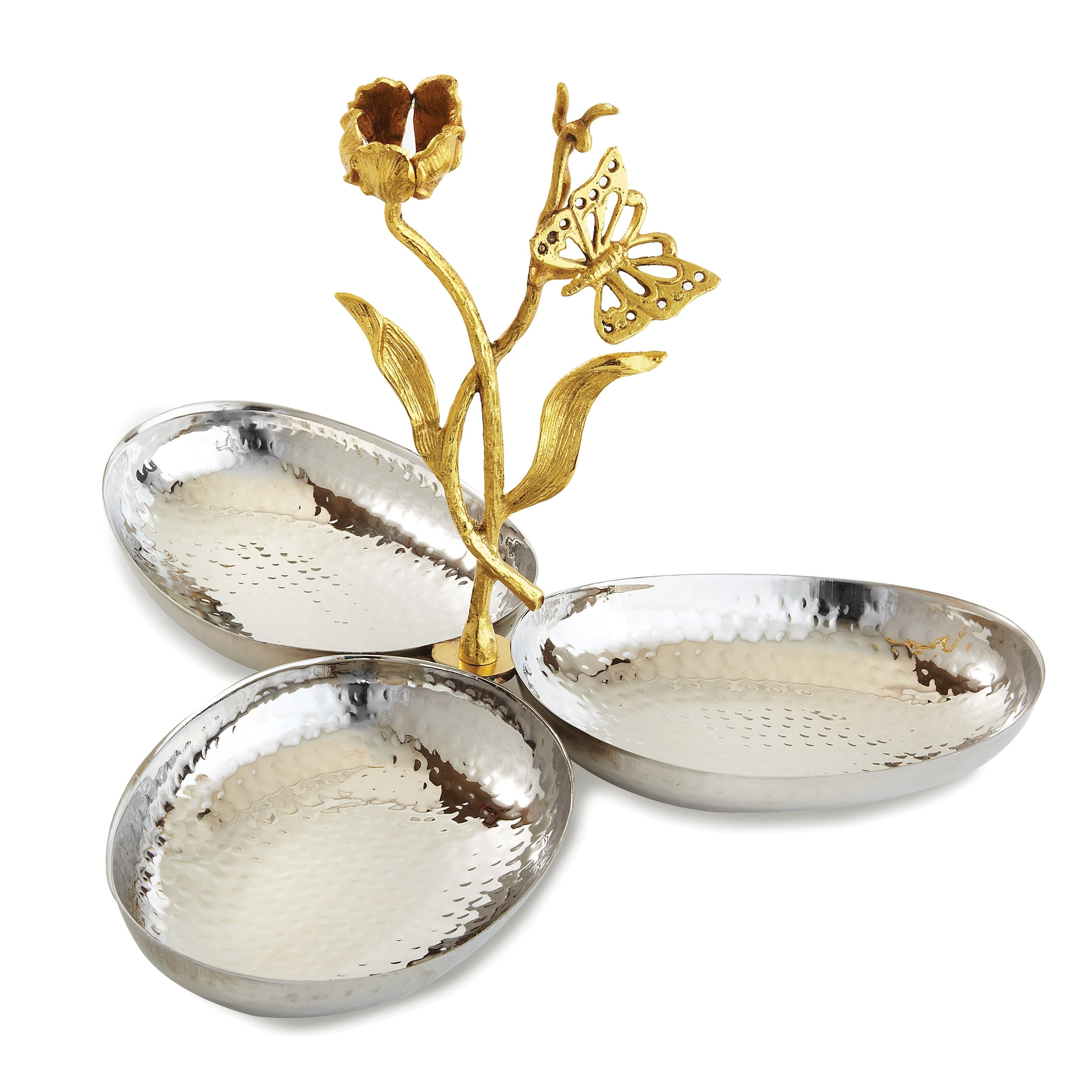 Jiallo Gold Butterfly Triple Nut Tray