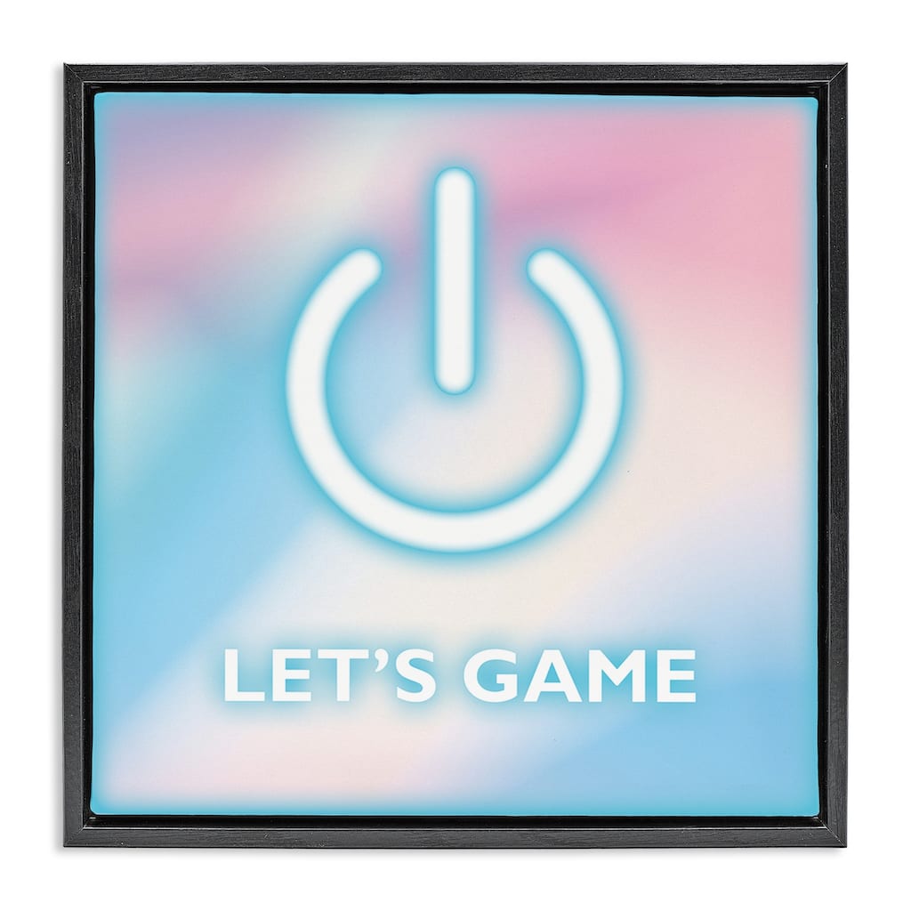 Stupell Pastel Let's Game Power Symbol Framed Floater Canvas Wall Art Design By Yass Naffas Designs