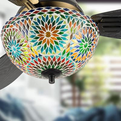 Costello River of Goods 3-blade 42-inch Modern Indoor Ceiling Fan with Mosaic Glass Shade and Remote Control