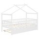 preview thumbnail 63 of 83, Montessori Bed House Bed with Trundle Bed and Headboard, Wood Daybed Platform Bed Frame No Box Spring Needed for Boys Girls