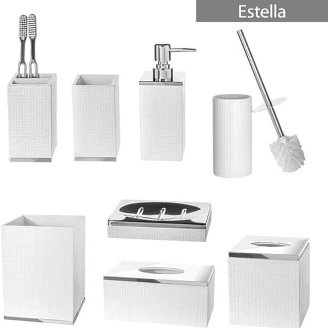 Creative Scents Estella White Tissue Box Cover Square - White /Silver