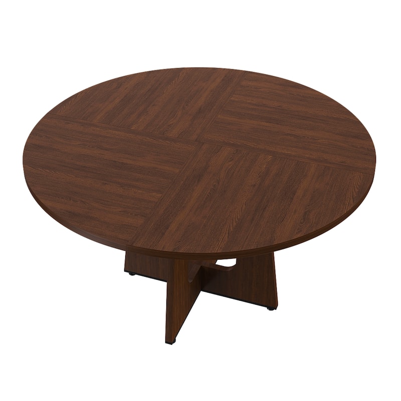 Round Dining Table for 4 - 47 Inch Farmhouse Kitchen Table,MDF Circle Table with Wood Grain Finish,Easy Assembly for Dining Room
