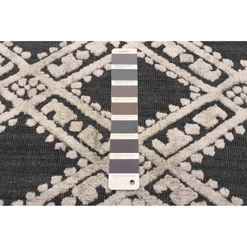 ECARPETGALLERY Hand Loomed Elysian Dark Grey Viscose, Wool Rug - 4'10 x 6'11