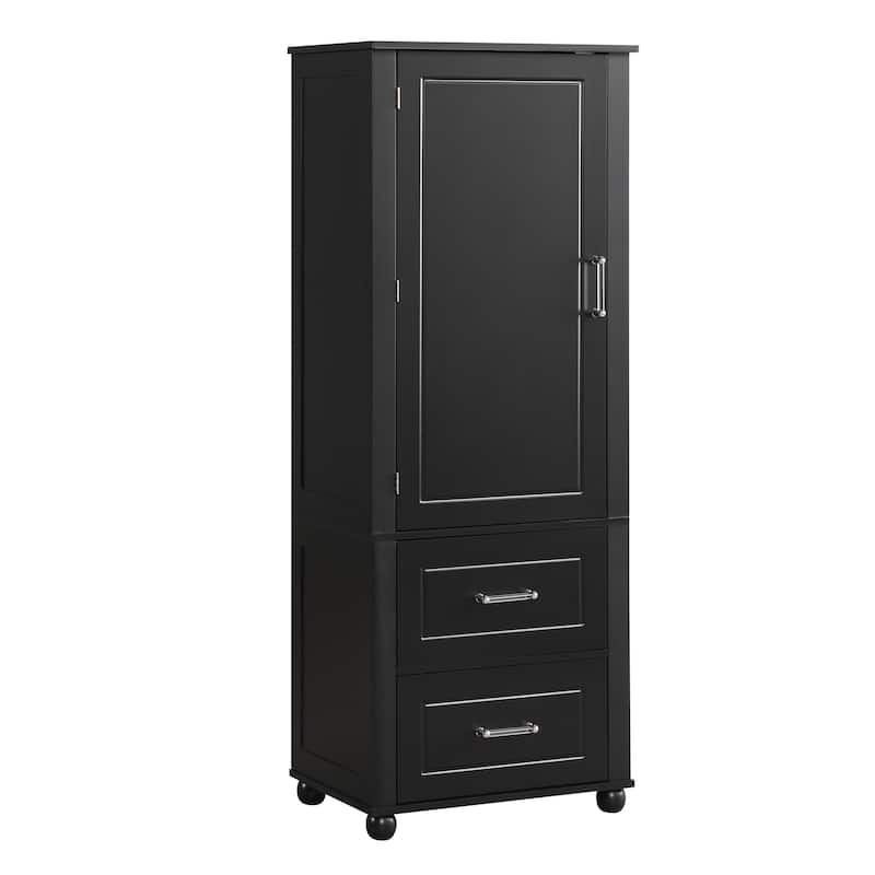 Freestanding Wood Bathroom Cabinet with Doors, 2 Storage Drawers