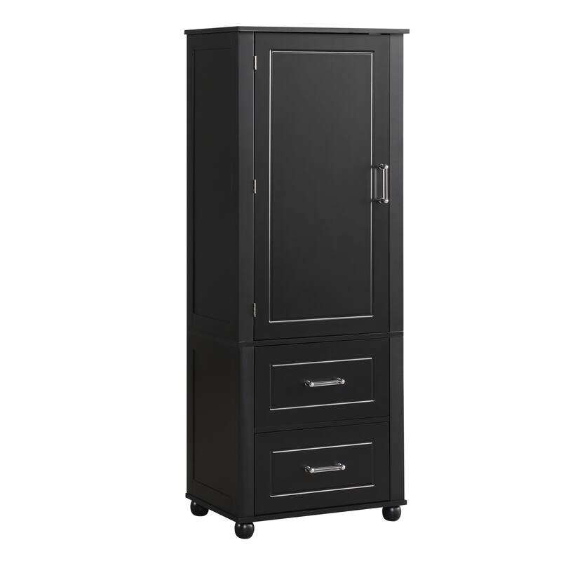 Modern Bathroom Storage Cabinet with Drawers and Adjustable Shelves, Waterproof Floor Cabinet with Acrylic Handles