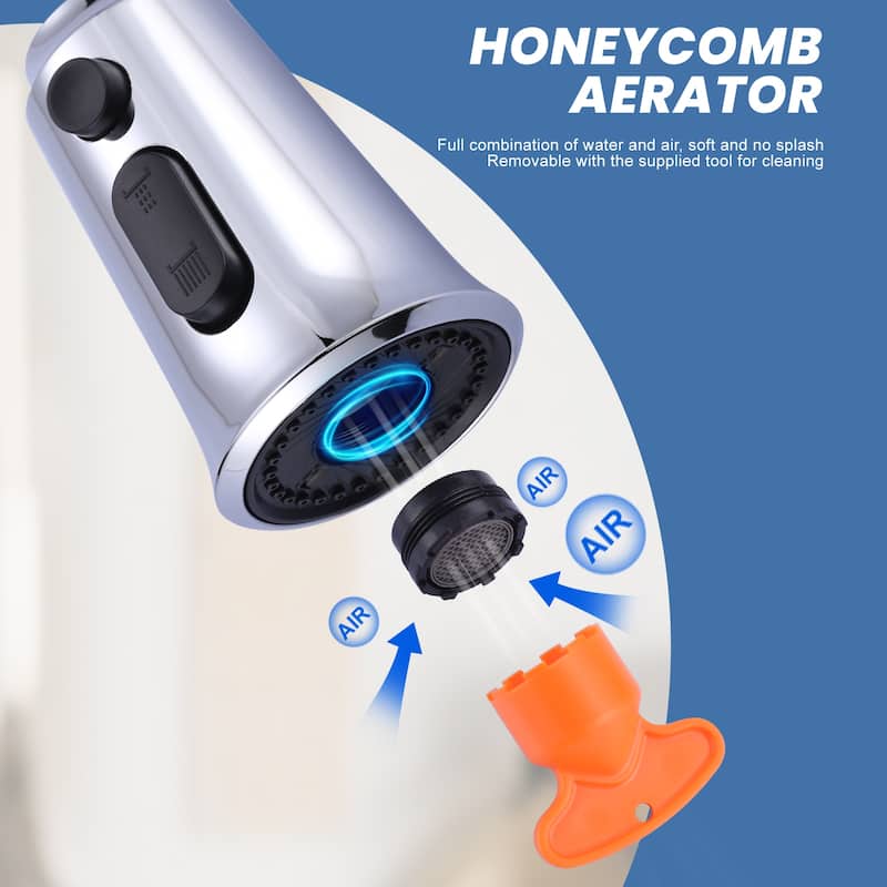 WOWOW Pull Down Kitchen Faucet Spray Head with 9 Adapters Kit