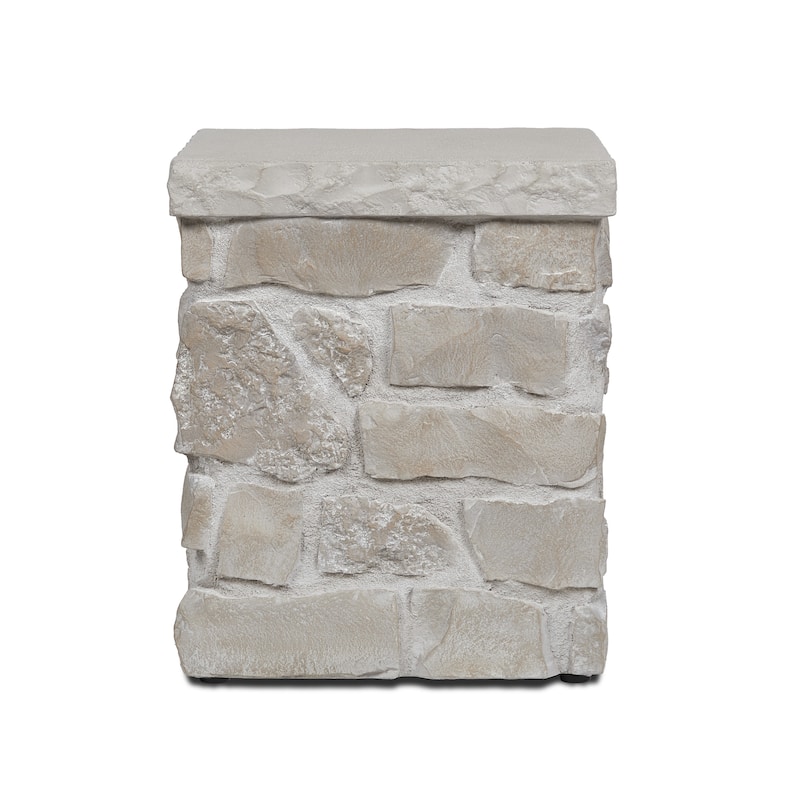 Scottsdale 20"H Square Stone Propane Tank Cover in Beige by Real Flame