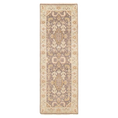 ECARPETGALLERY Hand-knotted Royal Oushak Dark Grey Wool Rug - 2'8 x 7'11