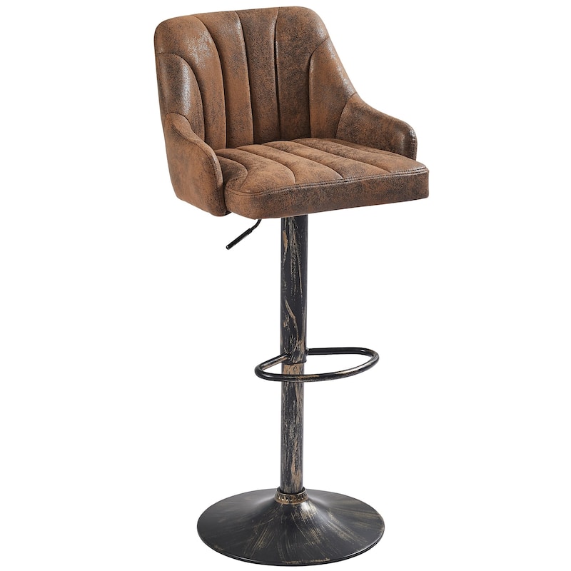 Adjustable Armless Swivel PU Leather Bar Stools Chrome Air Lift Counter Height Stools Set of 2