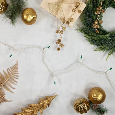 Mini Incandescent Christmas Lights - Teal Green - 24.5' White Wire - 50ct