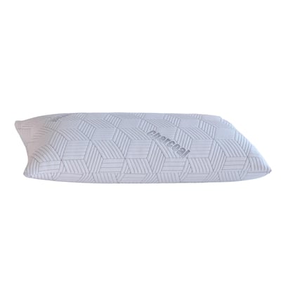 Memory Foam Pillow Charcoal Infused - Cooling, Breathable, and Stress-Reducing with Bamboo Charcoal - White