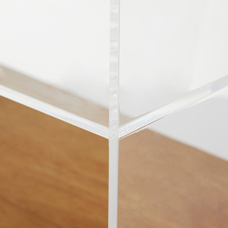 Clear Acrylic Plastic 1 Shelf Accent Table with Wood Base and Black Legs
