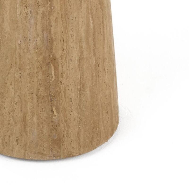 Cid Elma Breakfast Dinette Table, Beige Travertine Marble, Round 28 Inch