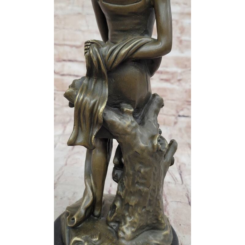 Young Girl Sitting On A Tree Near A Pond - Bronze Sculpture Original Art By Milo