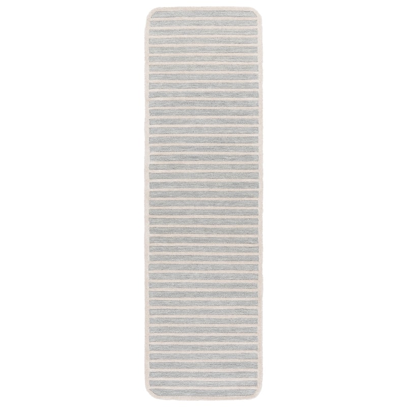 SAFAVIEH Handmade Ebony Sawako Wool Rug - Light Blue/Ivory - 2'3" x 8' Runner