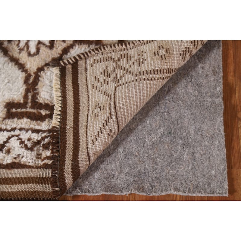 Tribal Anatolian Turkish Runner Rug Handmade Beige Wool Carpet - 3'6"x 11'9"