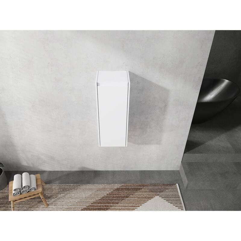 Modern Wall-Mounted Bathroom Side Cabinet with Soft-Close Doors, Floating Design, 6 Storage Compartments, 12-Inch Width