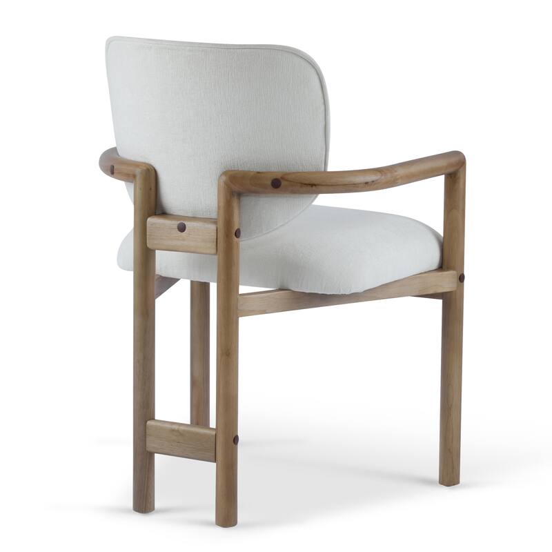 Dining Chairs Set of 2 Upholstered Arm Chairs, Rubber Wood Accent Chairs Fabric Seating, 300 LBS Weight Capacity