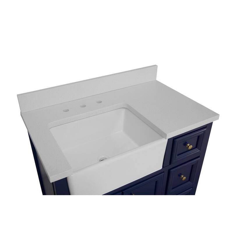 KitchenBathCollection Zelda 36" Farmhouse Bathroom Vanity with Quartz Top