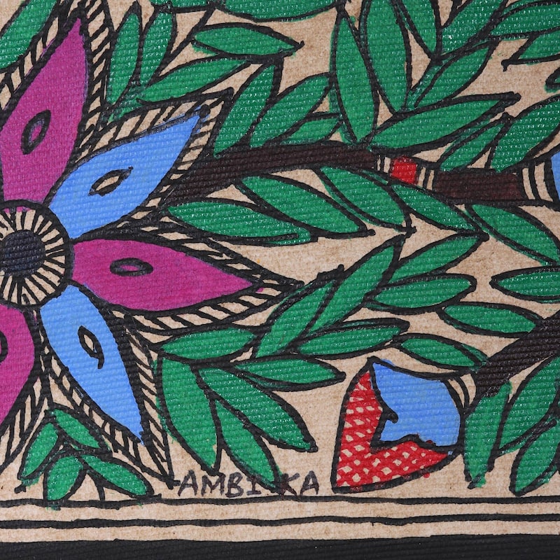 Handmade Calm Ganesha Madhubani painting (India)