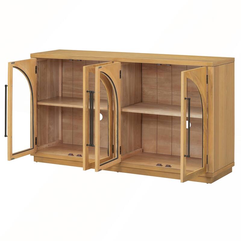 4 Doors Large Storage Sideboard Buffet Cabinet with Glass Doors