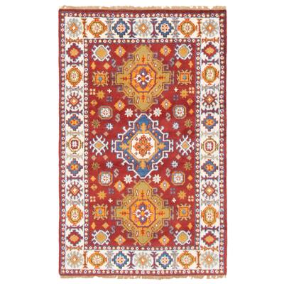 ECARPETGALLERY Hand-knotted Royal Kazak Dark Red Wool Rug - 4'0 x 6'3