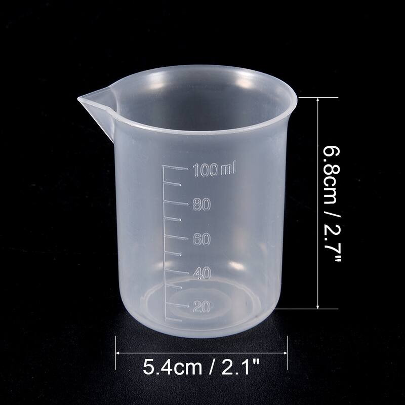 9pcs Measuring Cup Labs Clear PP Plastic Graduated Beakers 100ml - Transparent
