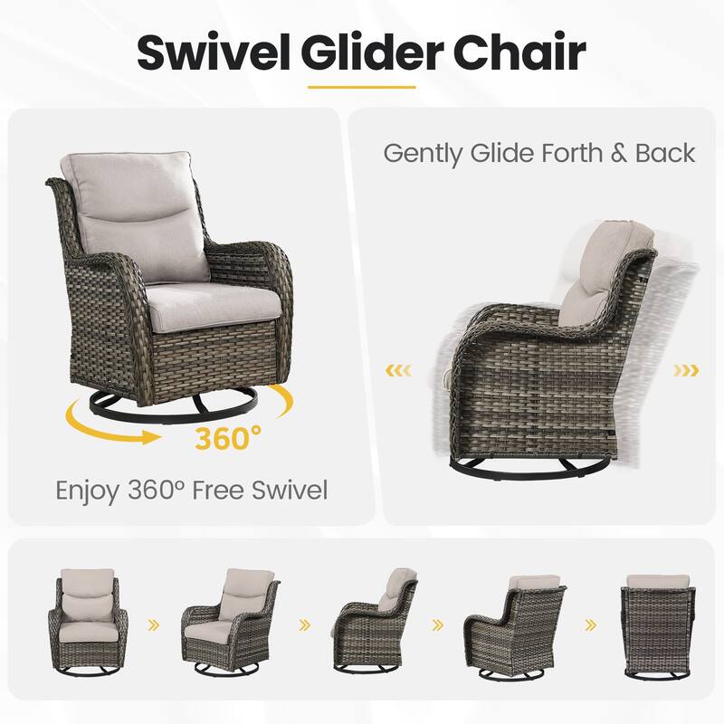 Outdoor Swivel Rcoker Patio Chair with Coffee Table