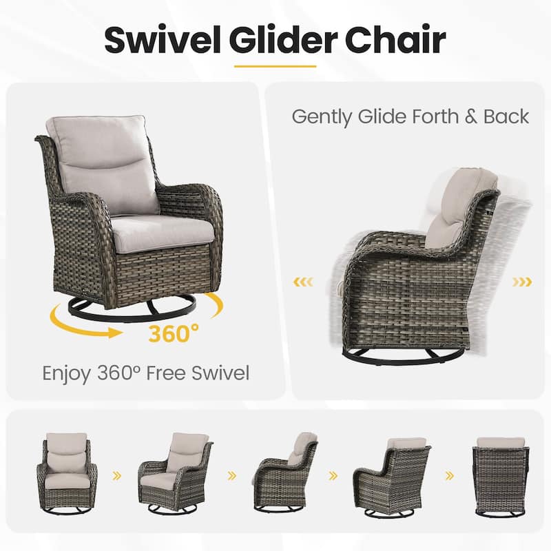 igh Back Outdoor Swivel Patio Wicker Chairs Set of 2