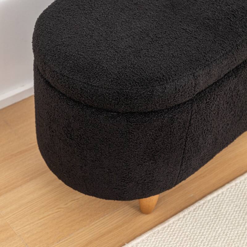 Modern Glam Teddy Fabric Upholstered Storage Ottoman Bench