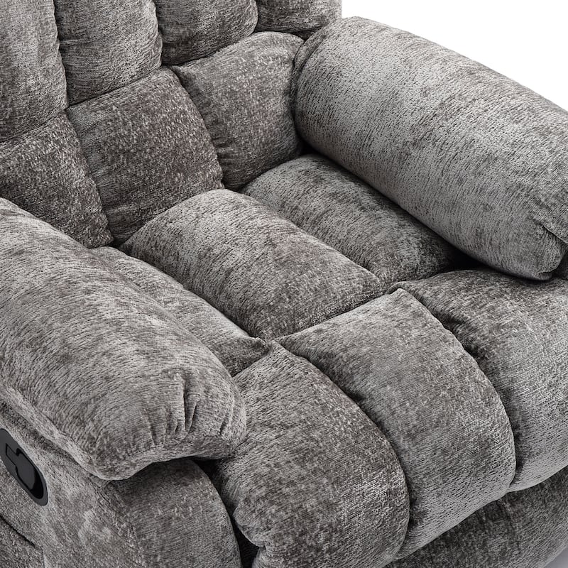 Upholstered Rocker Recliner Chair with Side Pocket,Ergonomic 110°-160°Adjustable Reclining Chairs,Sofa Chair with Footrest
