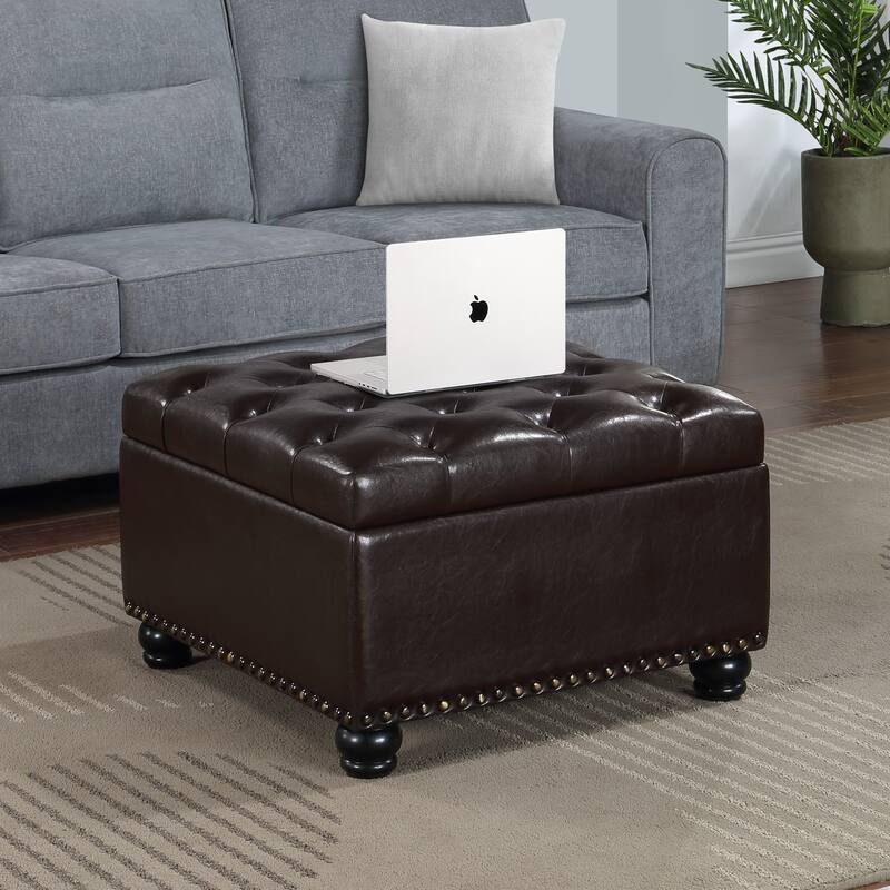 Ottoman Coffee Table with Built-in Storage for Living Room, with Upholstered Top and Stylish Modern Design