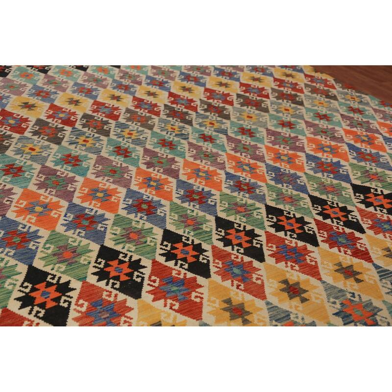 South Western Style Kilim Large Rug Flatweave Wool Carpet - 10'4"x 16'0"