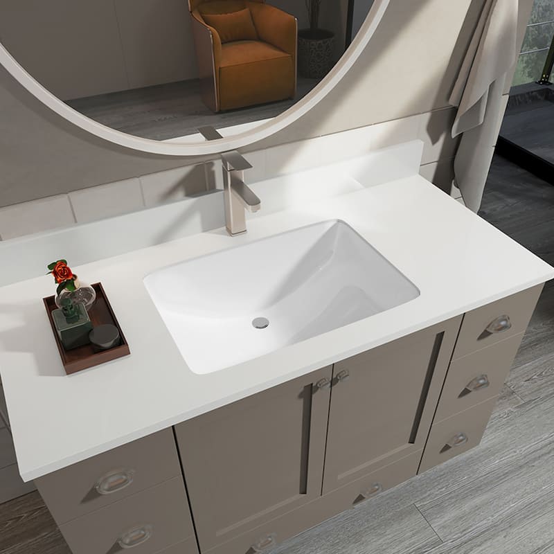 Sinber White Ceramic Bathroom Vanity Undermount Sink