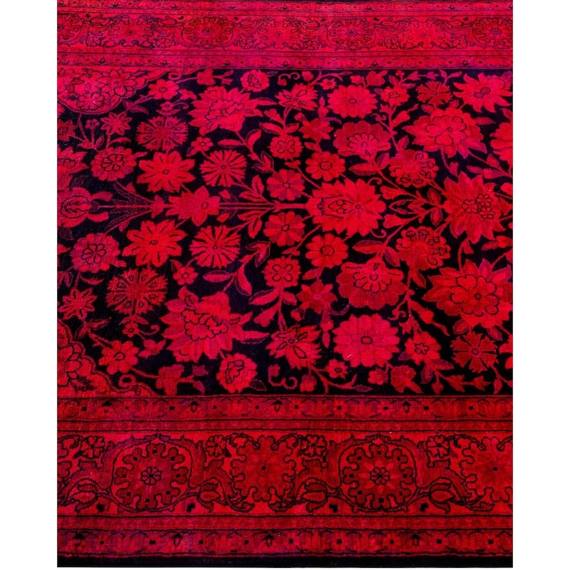 Overton Hand Knotted Wool Vintage Inspired Modern Contemporary Overdyed Pink Area Rug - 4' 1" x 6' 4"