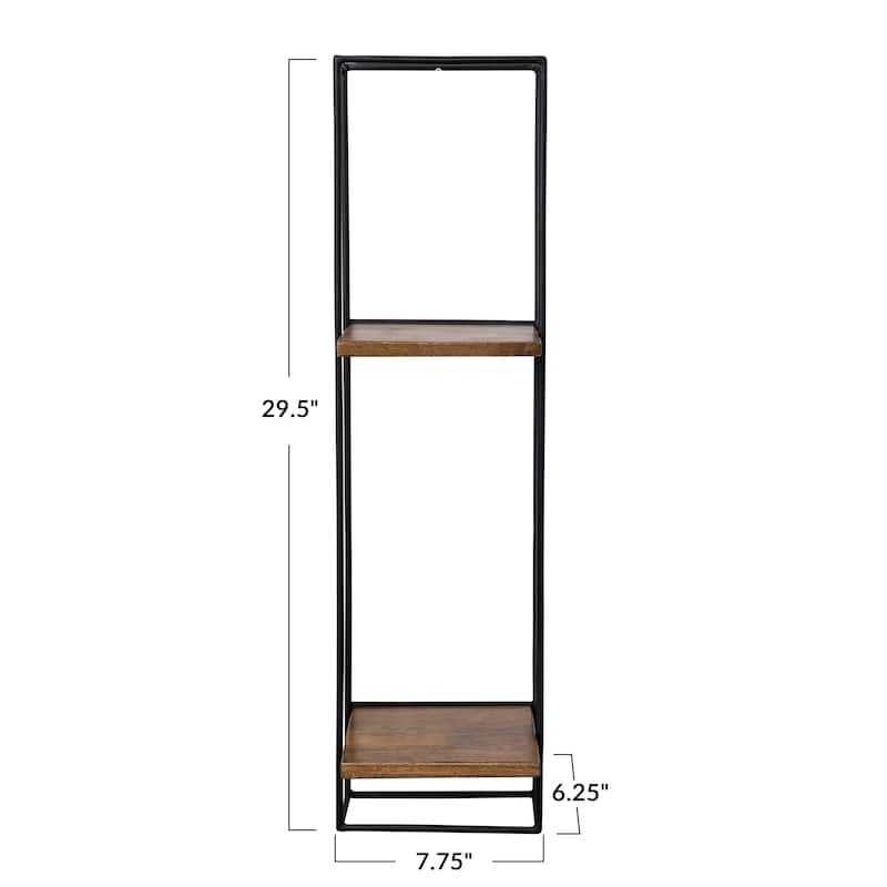 Metal and Wood Wall Shelf - 7.8"L x 6.3"W x 29.5"H