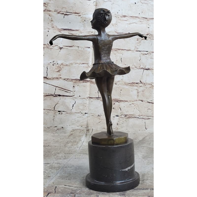 Hot Cast Bronze Young Ballerina Ballet Dancer Girl In Tutu On Marble Base