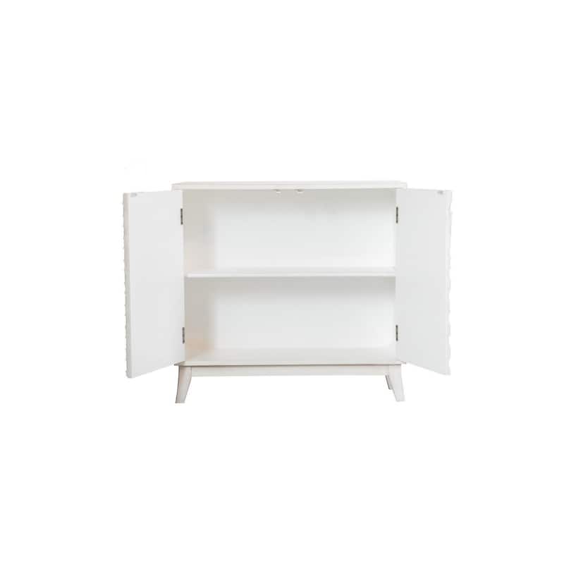 36 Inch Rectangular 2 Door Accent Cabinet Console, Single Shelf, White