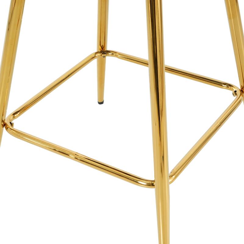 Stylish cotton and linen design, -plated metal legs, round tempered glass countertop, bar chair cover(set of 3)