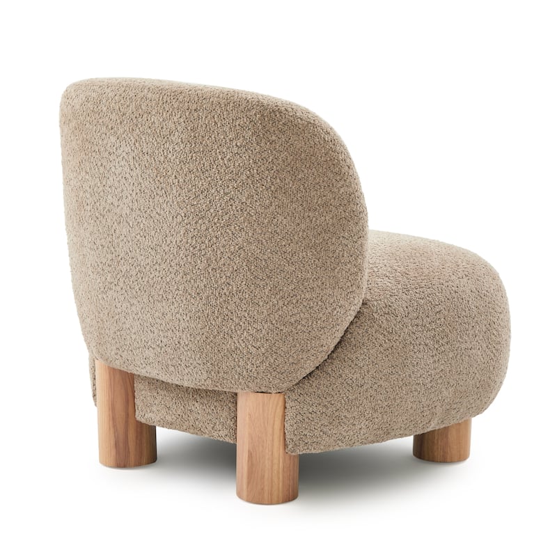 Christopher Knight Home - Modern Boucle Upholstered Accent Chair with Solid Rubberwood Legs