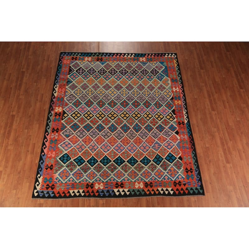 Southwestern Style Kilim Oriental Area Rug Flatweave Wool Carpet - 8'1"x 9'8"