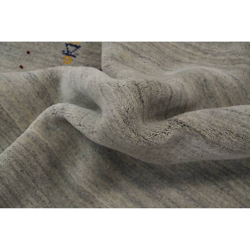 Hand Knotted Oriental 100% Wool Carpet Tribal Animal Pictorial Greys & Charcoal Gabbeh Area Rug - 9' 10'' X 8' 1''