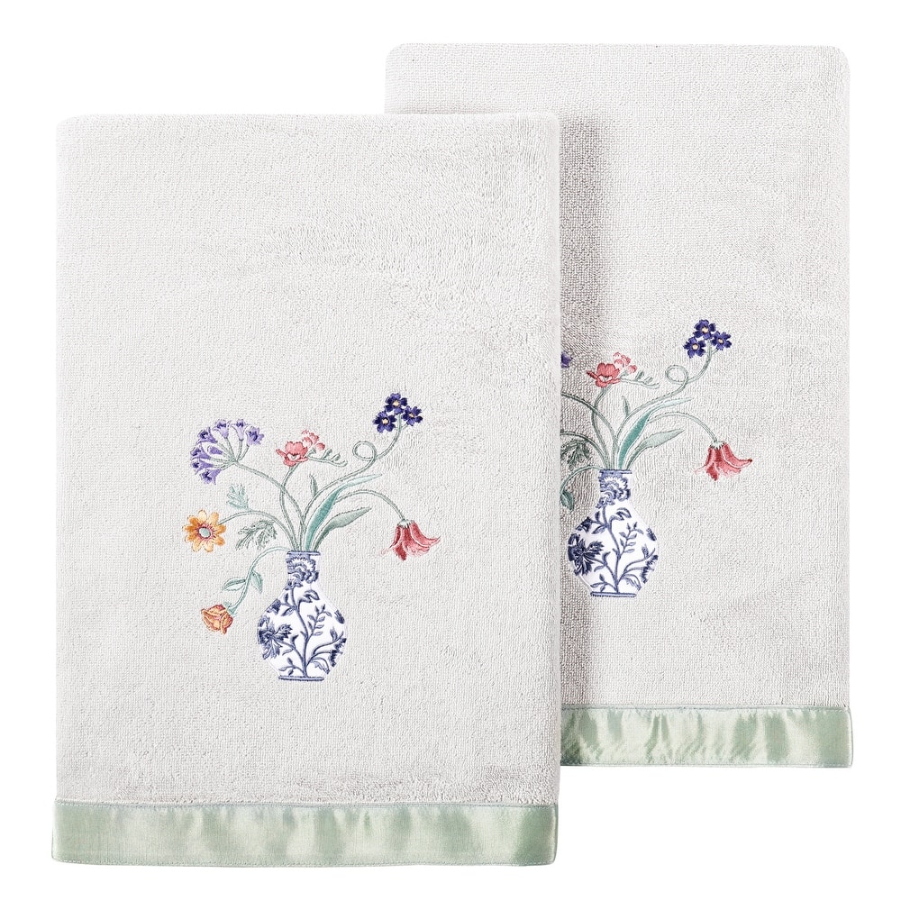 Authentic Hotel and Spa 100% Turkish Cotton Stella 2PC Embellished Towel Set