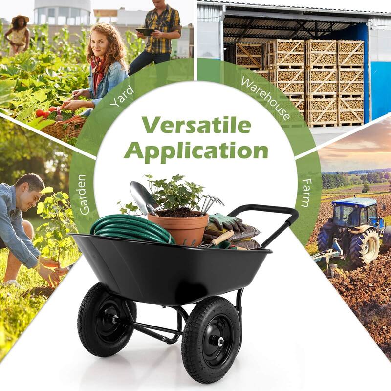 Costway 2 Tire Wheelbarrow Cart Heavy-duty Dolly Utility Cart